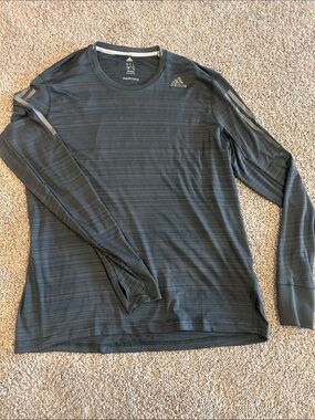 adidas Men’s Long Sleeve Training Tee - Black with Gray Accents